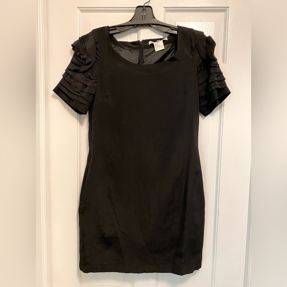 Paul & Joe mini black shift dress with flower appliqué